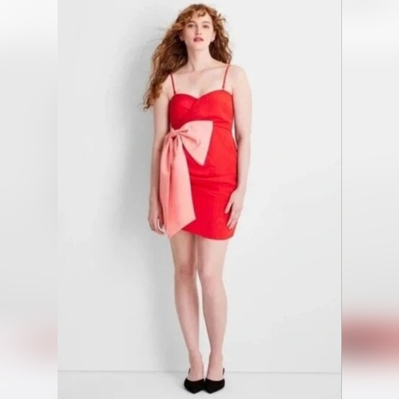 Future Collective Sweetheart Bow Mini Dress Strapless Cocktail Holiday Party New - Picture 2 of 16